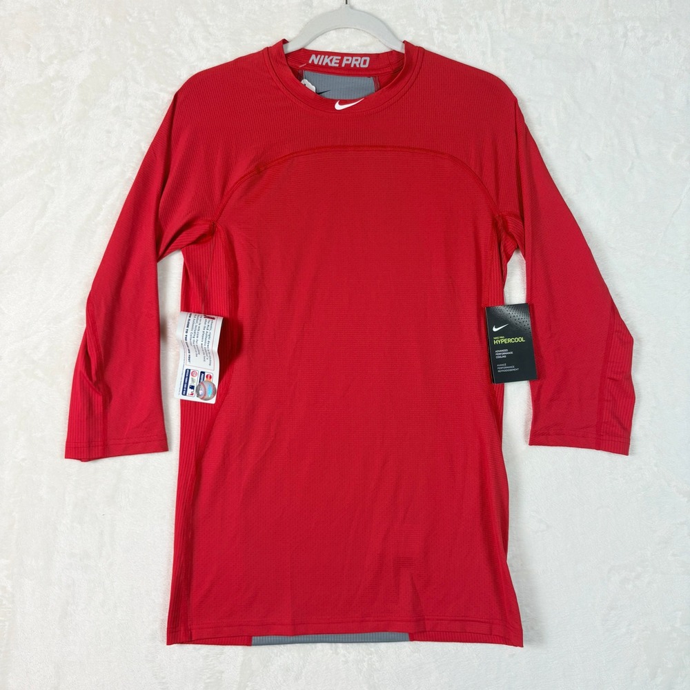 Nike Pro Hypercool Shirt Mens Small Red NEW MLB Authentic 3/4‎ Sleeve Fitted